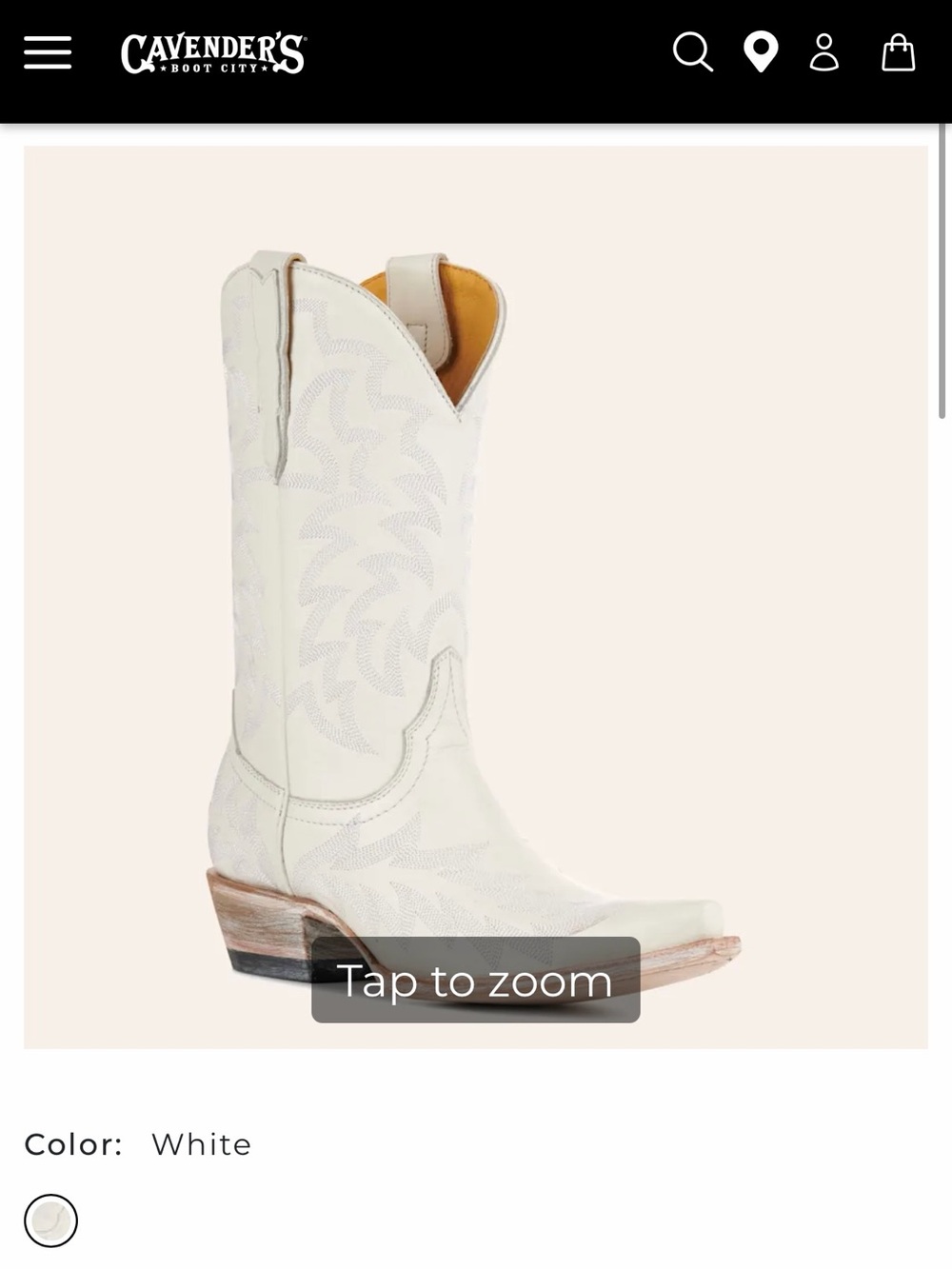 Women's White Western Heeled Cowboy Boots - Genuine Leather